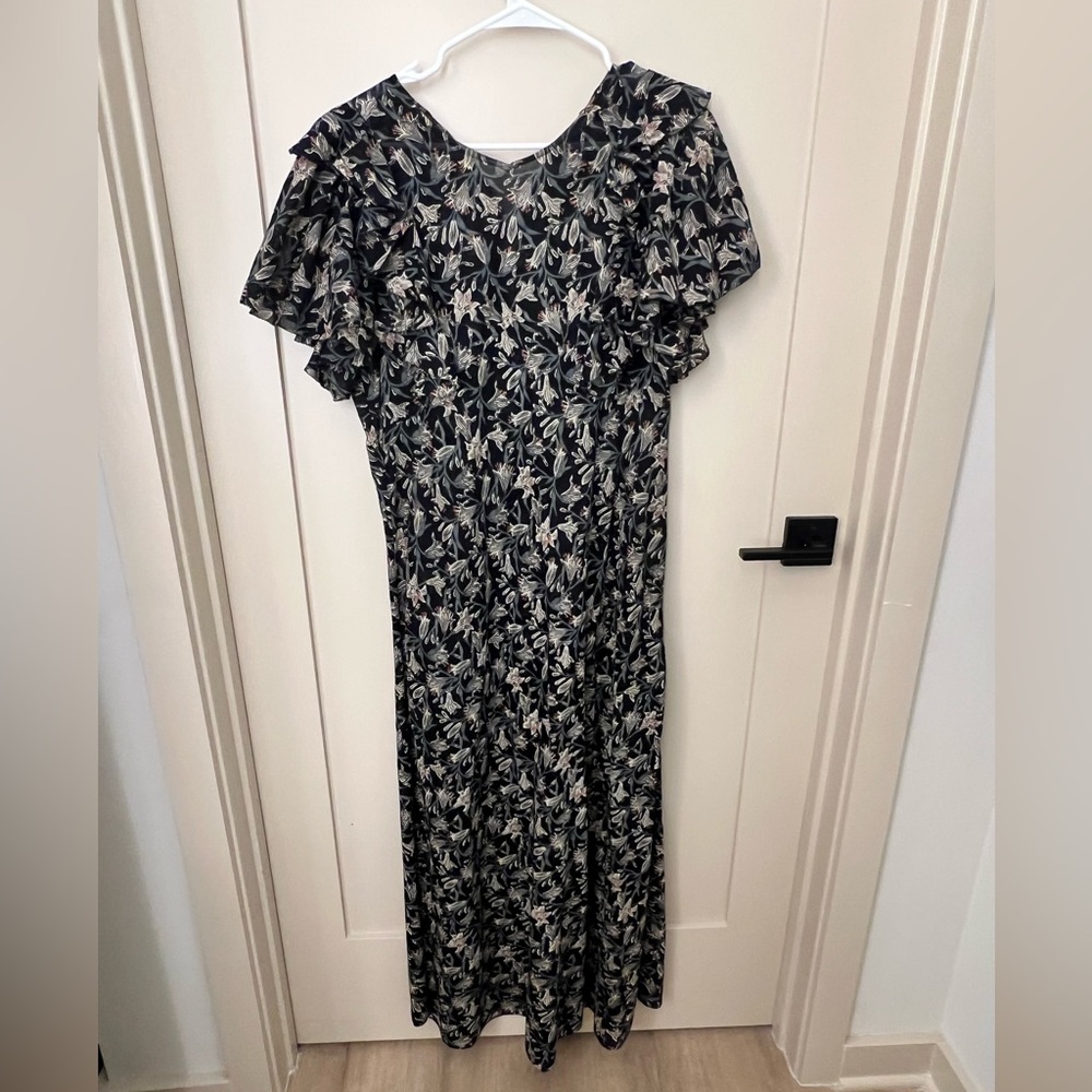 Doen Black and Cream Floral Maxi Dress